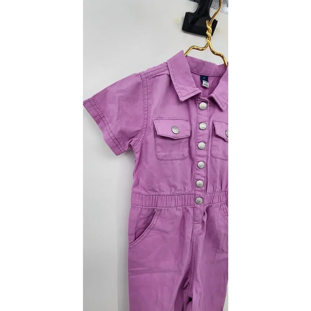 New NWT Old Navy Girls One Piece Purple‎ Denim Jumpsuit Size 4T